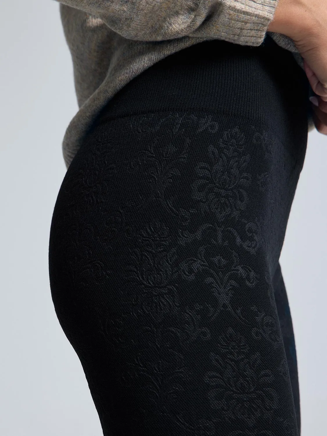 Embossed Baroque Fleece-Lined Leggings sold by Suzy Shier product image thumbnail 2