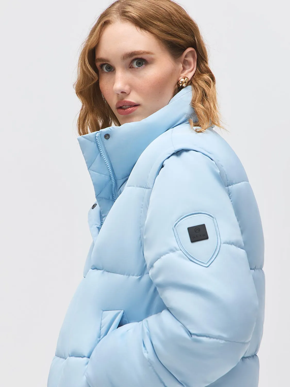 Short Puffer With Removable Sleeves sold by Suzy Shier