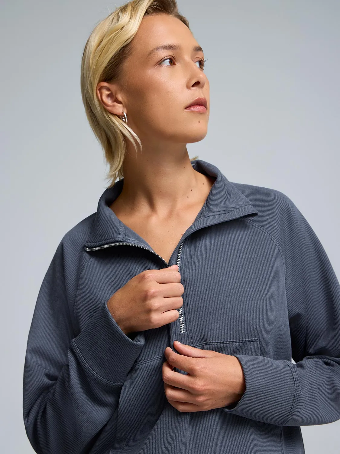 Half-Zip Ribbed Sweatshirt sold by Suzy Shier product image thumbnail 2