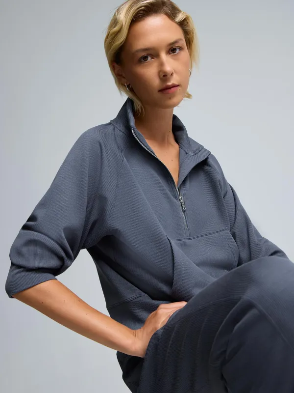 Half-Zip Ribbed Sweatshirt sold by Suzy Shier