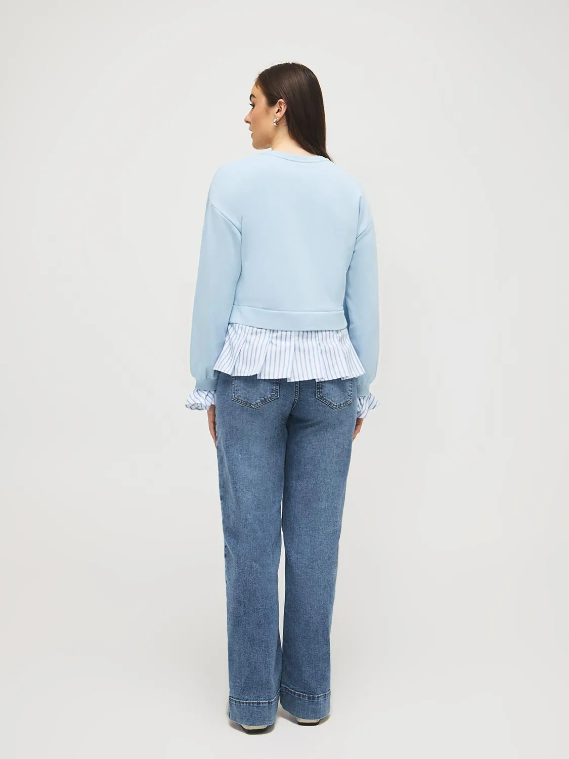 2-Fer Sweatshirt With Striped Cotton Blouse sold by Suzy Shier product image thumbnail 4