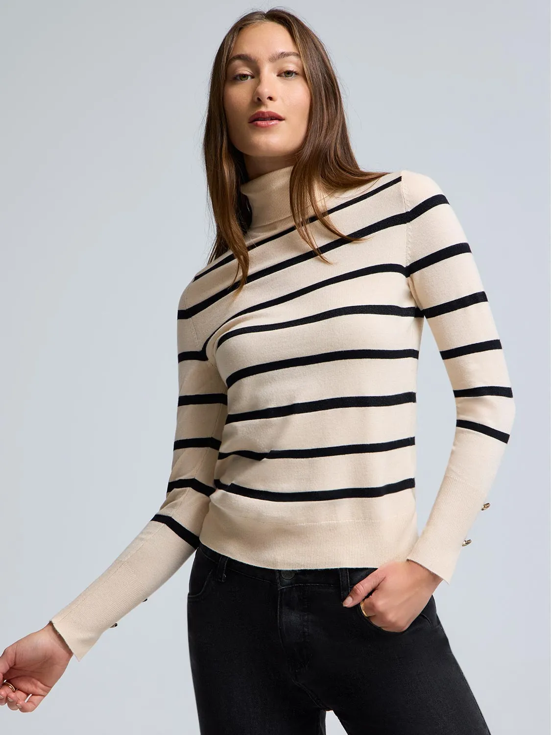 Metallic Striped Turtleneck Sweater sold by Suzy Shier product image thumbnail 3