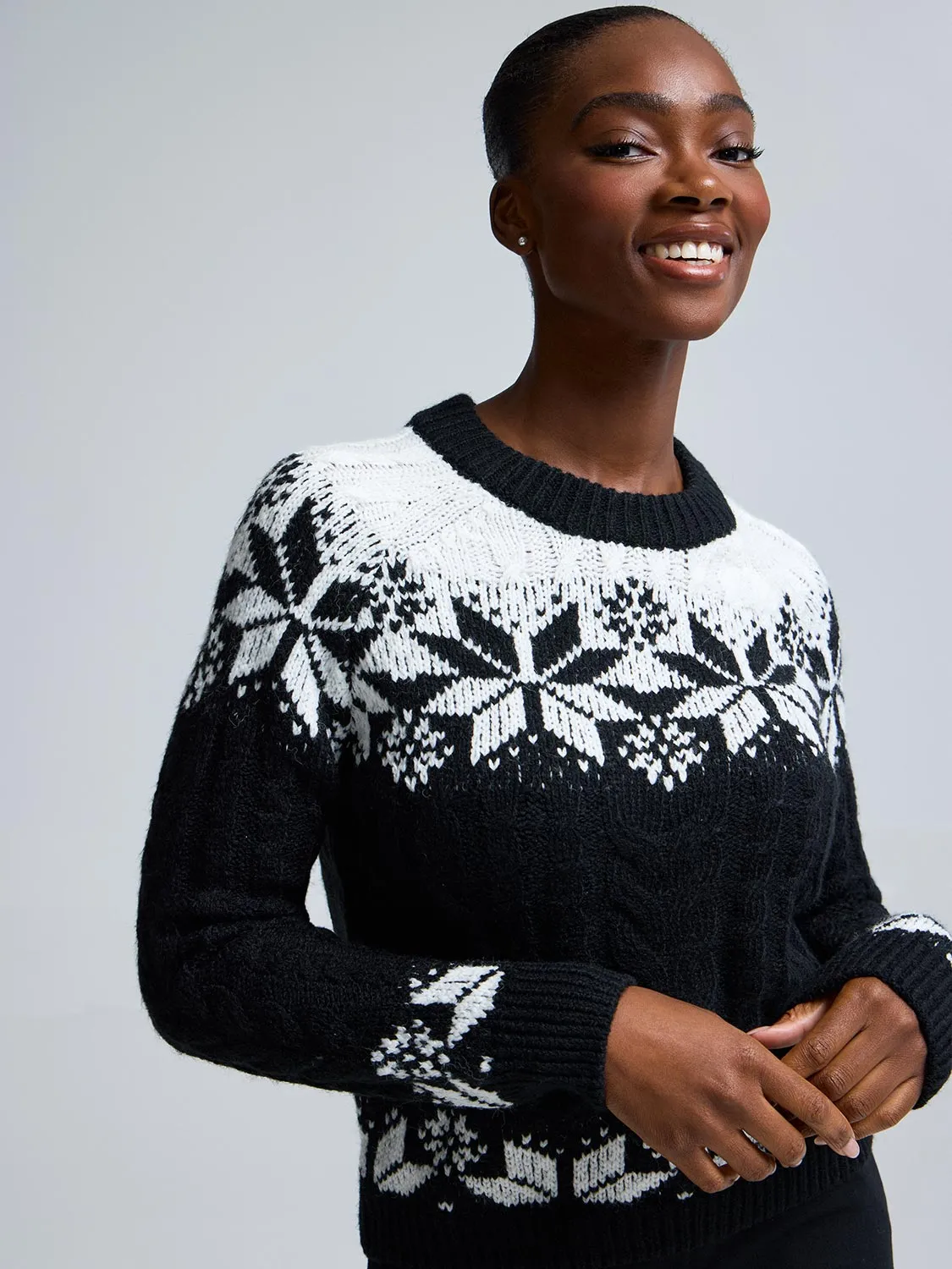 Fair Isle Cable Knit Sweater sold by Suzy Shier