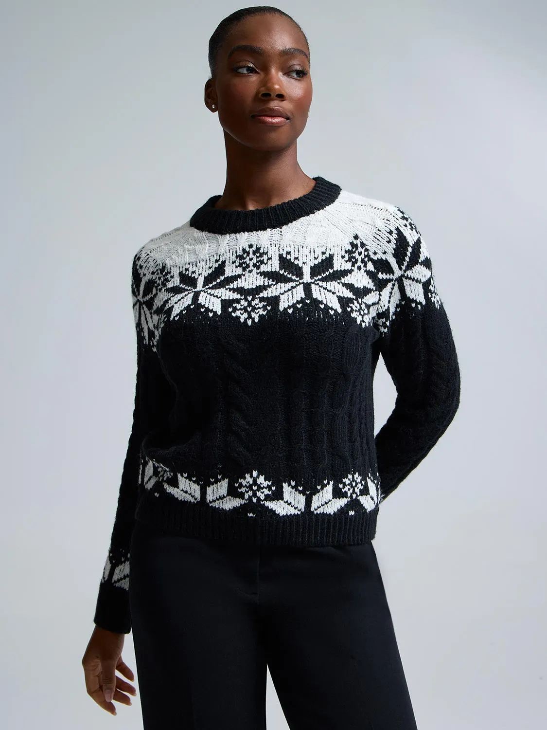 Fair Isle Cable Knit Sweater sold by Suzy Shier product image thumbnail 2