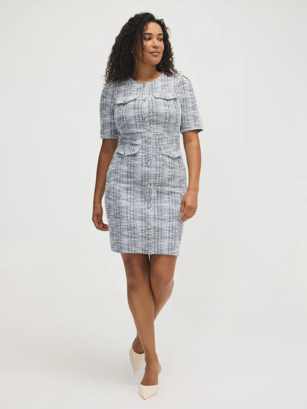 Button-Front Boucle Dress sold by Suzy Shier