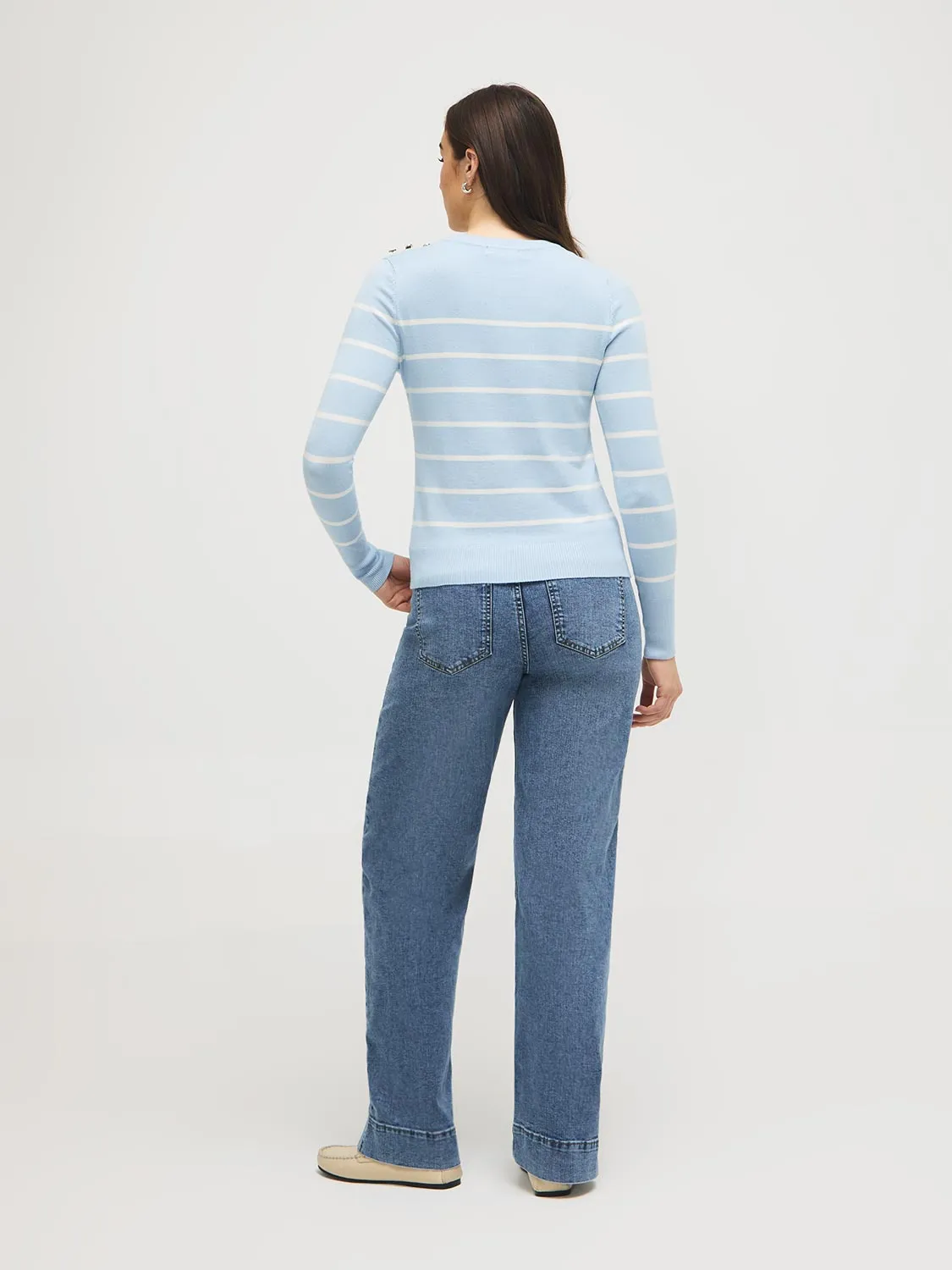 Striped Round Neck Long Sleeve Sweater sold by Suzy Shier product image thumbnail 3