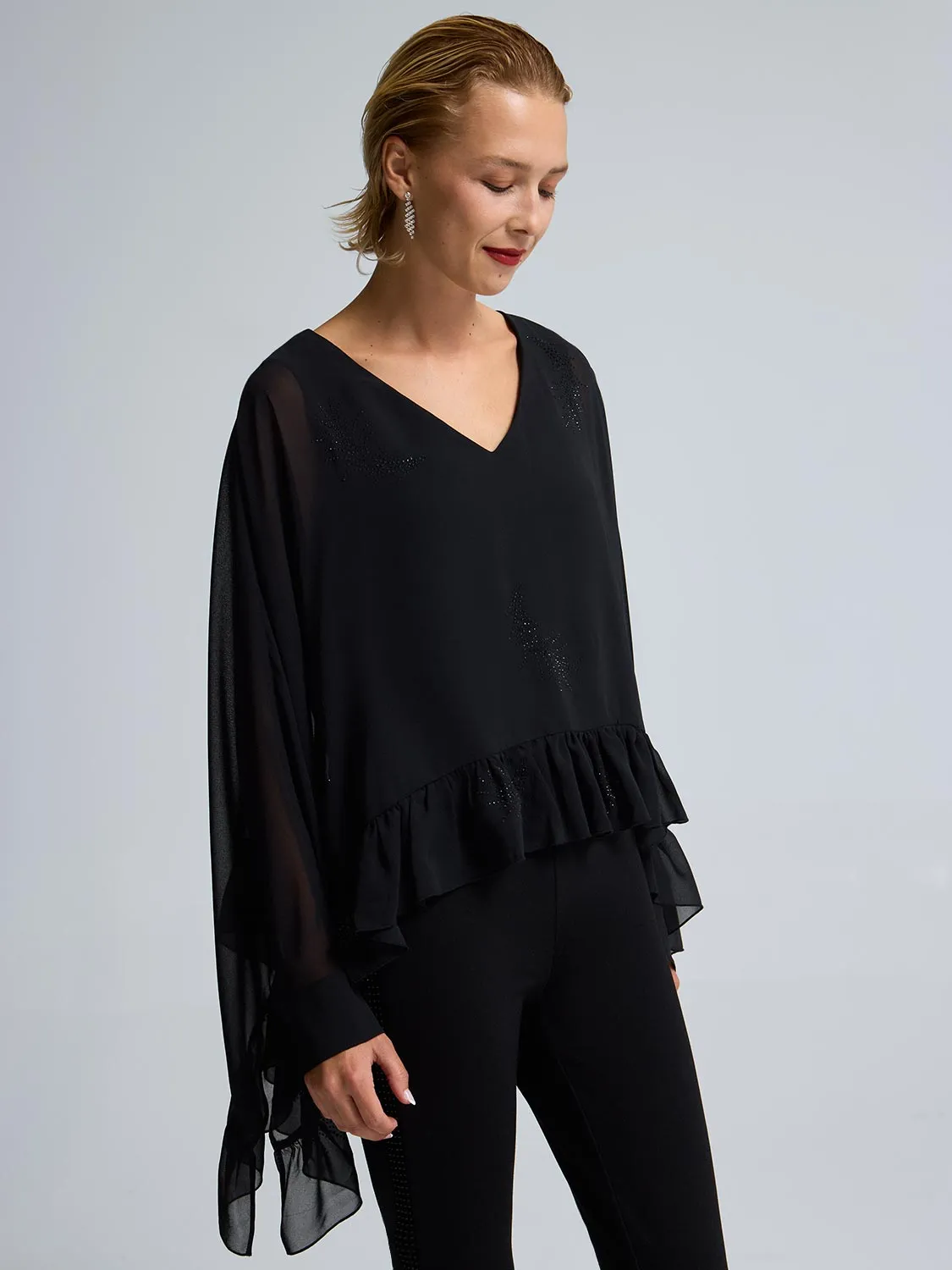 Embellished Cape Chiffon Blouse sold by Suzy Shier product image thumbnail 2