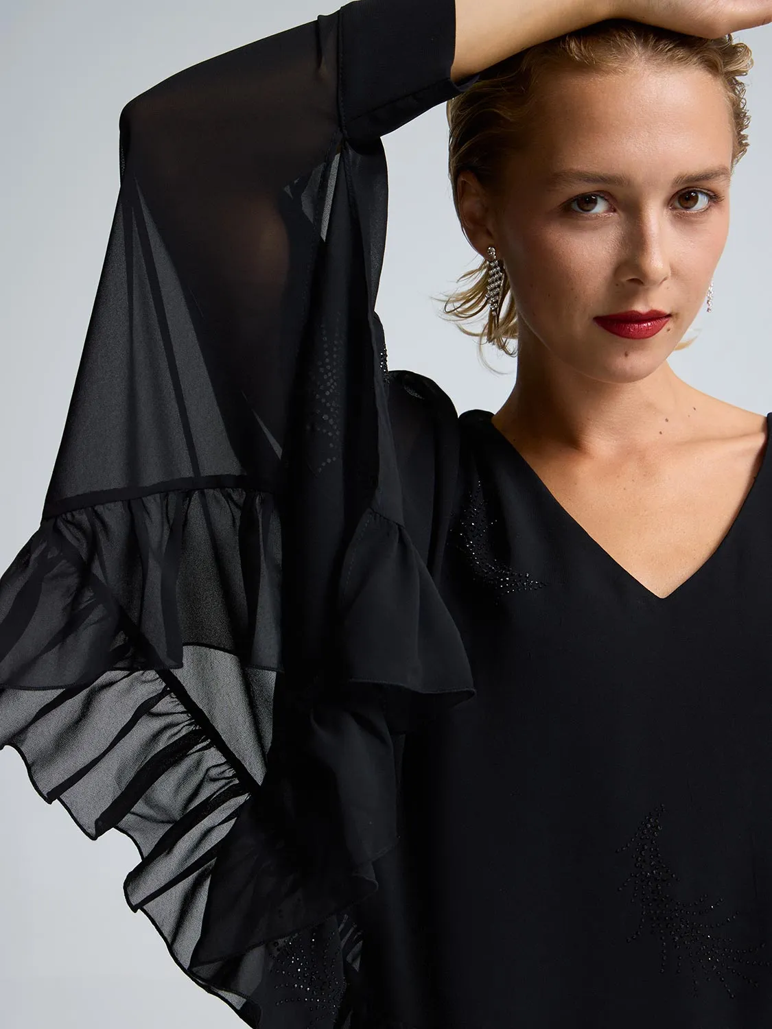 Embellished Cape Chiffon Blouse sold by Suzy Shier product image thumbnail 3