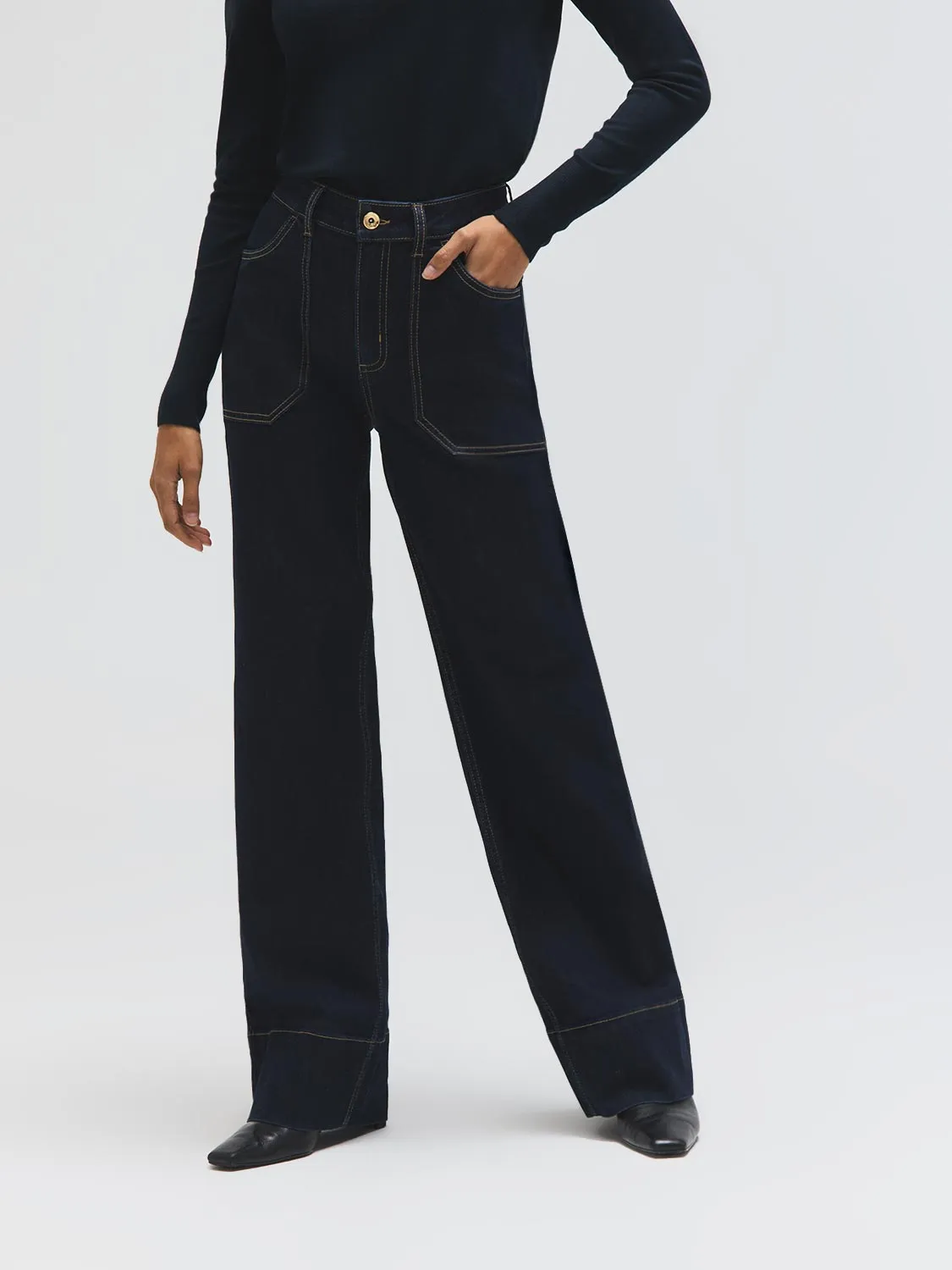 Cotton-Blend Straight Leg Jeans sold by Suzy Shier product image thumbnail 2