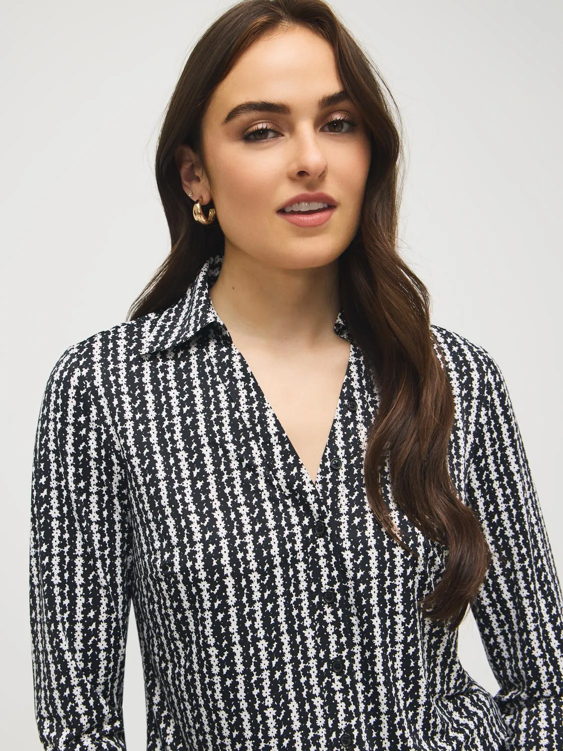 Striped Johnny Collar Button-Front Blouse sold by Suzy Shier product image thumbnail 3