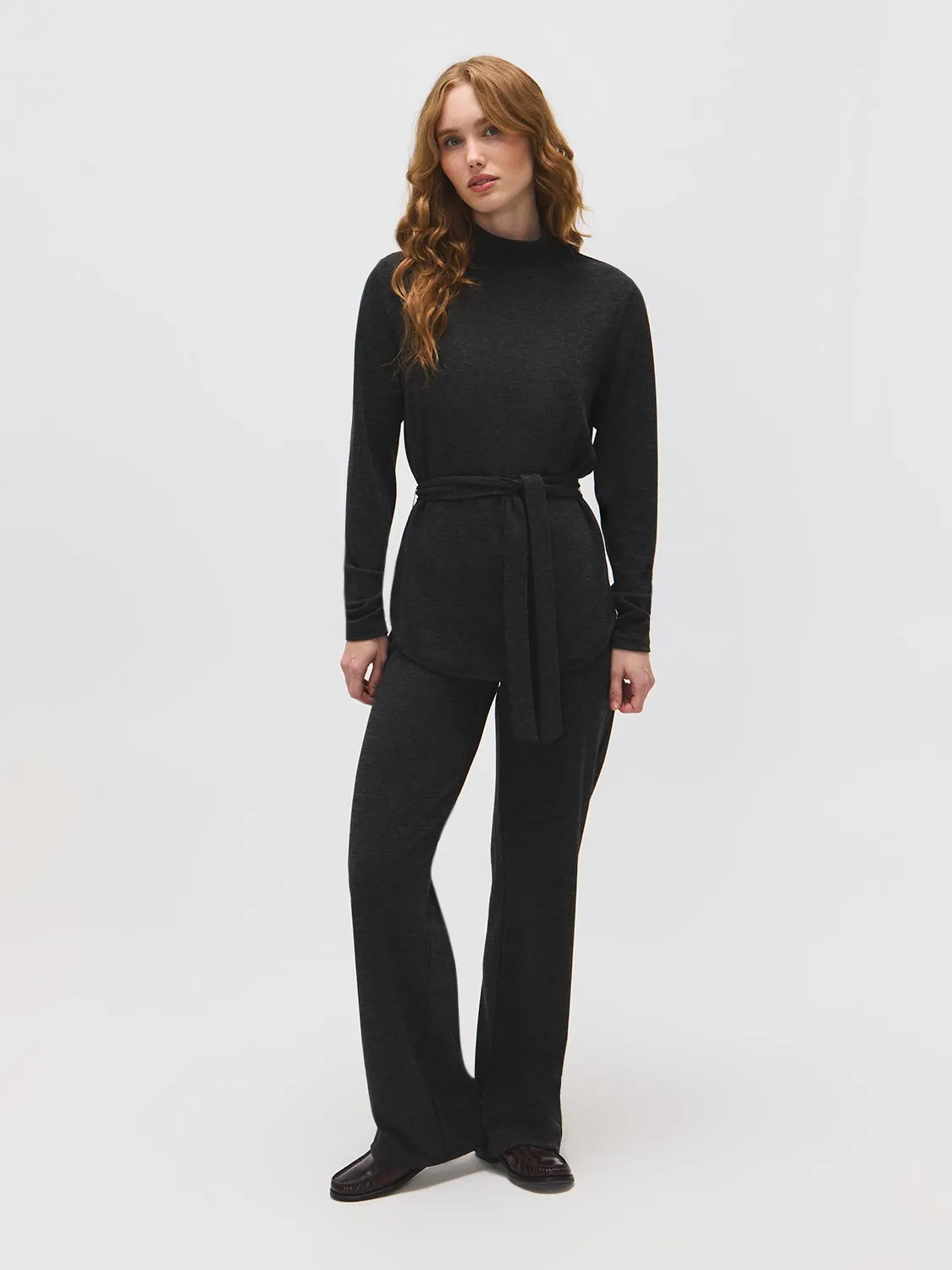 Mock Neck Melange Ribbed Tunic Top sold by Suzy Shier product image thumbnail 2