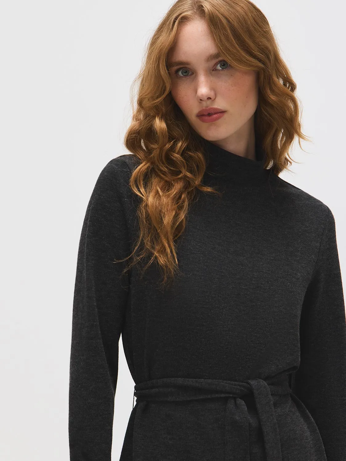 Mock Neck Melange Ribbed Tunic Top sold by Suzy Shier product image thumbnail 5