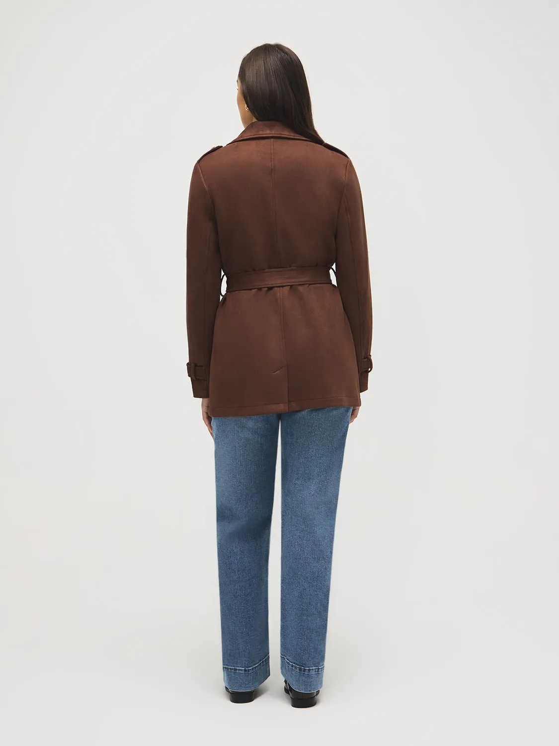 Faux Suede Trench Coat sold by Suzy Shier product image thumbnail 4