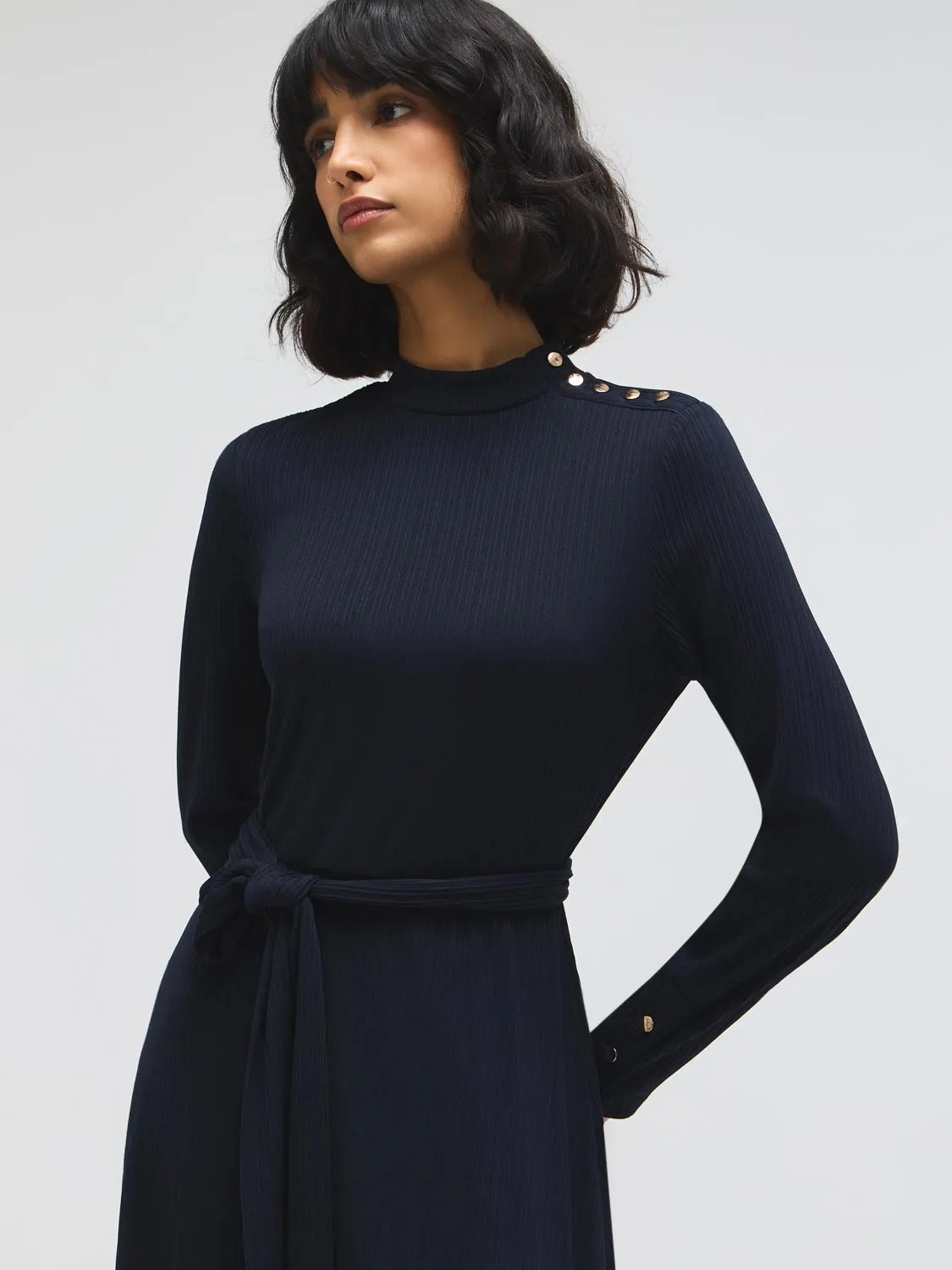 Textured Mock Neck Midi Dress sold by Suzy Shier product image thumbnail 4