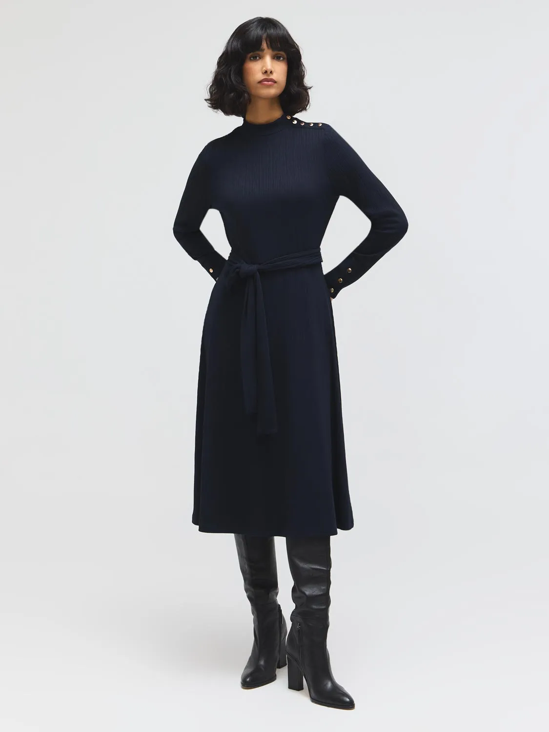 Textured Mock Neck Midi Dress sold by Suzy Shier product image thumbnail 2