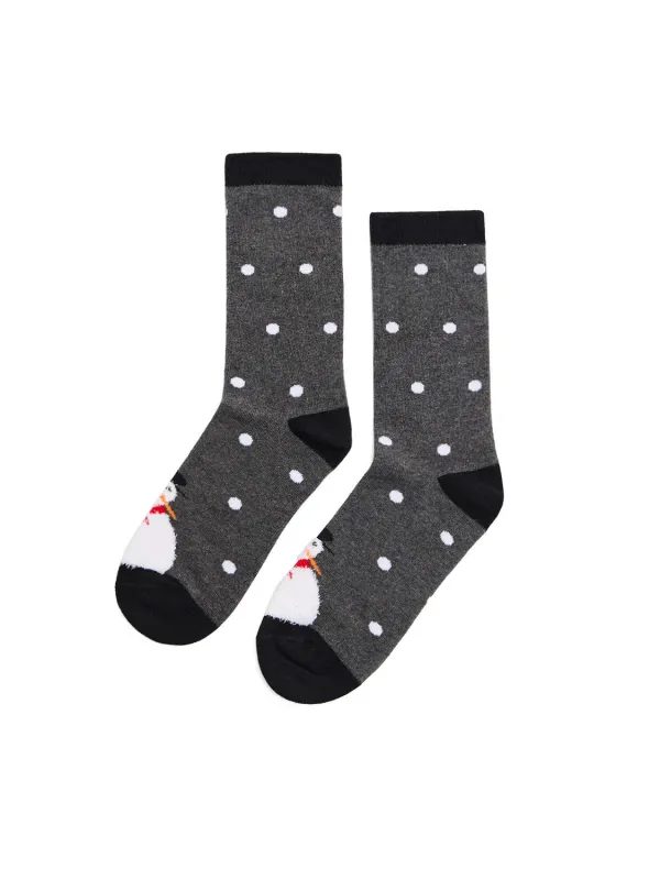Fuzzy Snowman Print Socks sold by Suzy Shier
