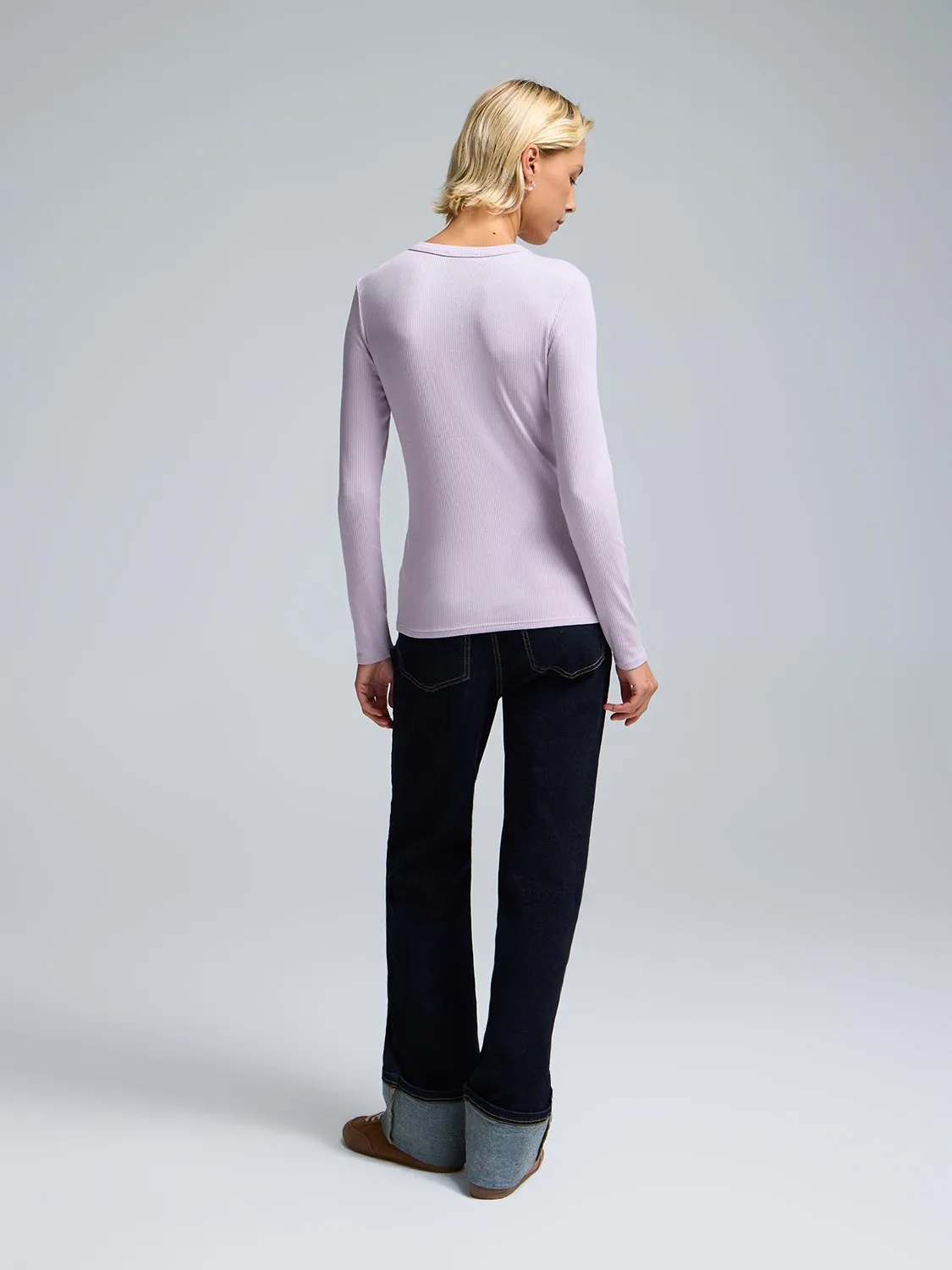 Button Detail Ribbed Cotton Top sold by Suzy Shier product image thumbnail 4