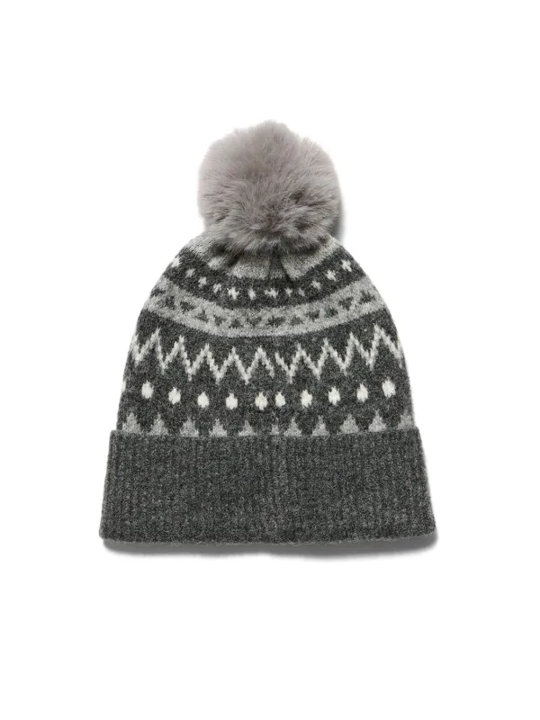 Jaquard Knit Pom Pom Hat sold by Suzy Shier