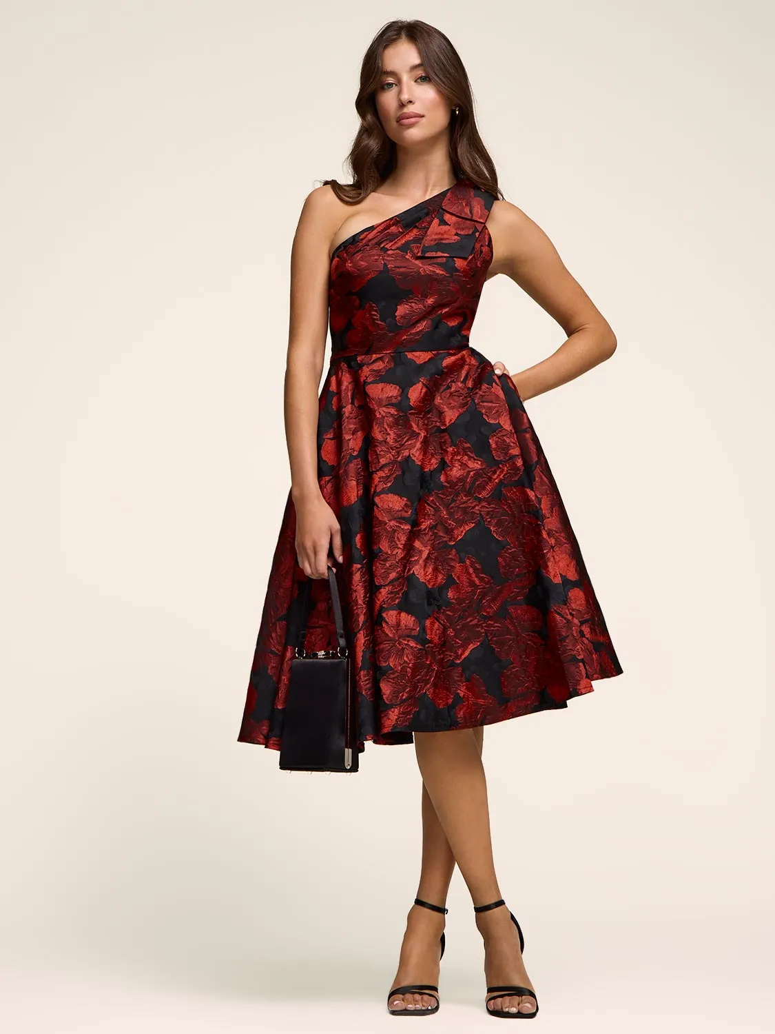 One-Shoulder Fit & Flare Floral Dress sold by Suzy Shier