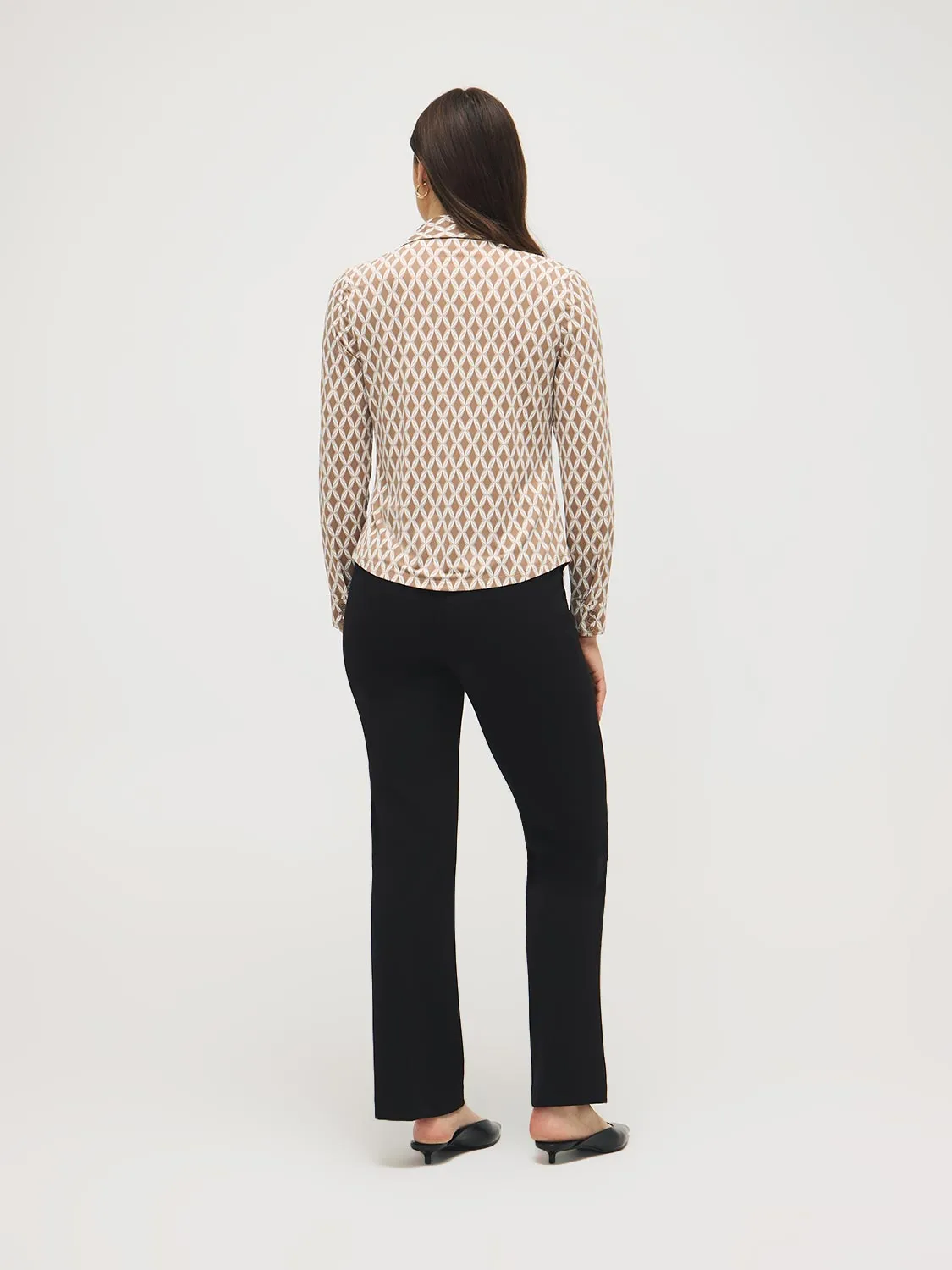 Geo Print Johnny Collar Button-Front Blouse sold by Suzy Shier product image thumbnail 4