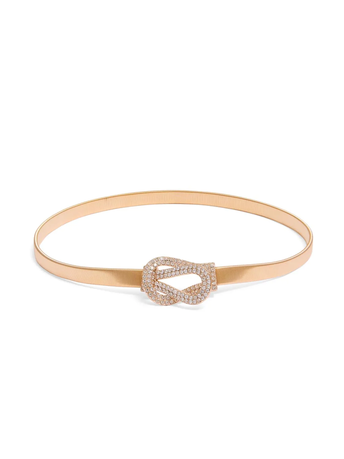 Rhinestone Buckle Metal Stretch Belt sold by Suzy Shier