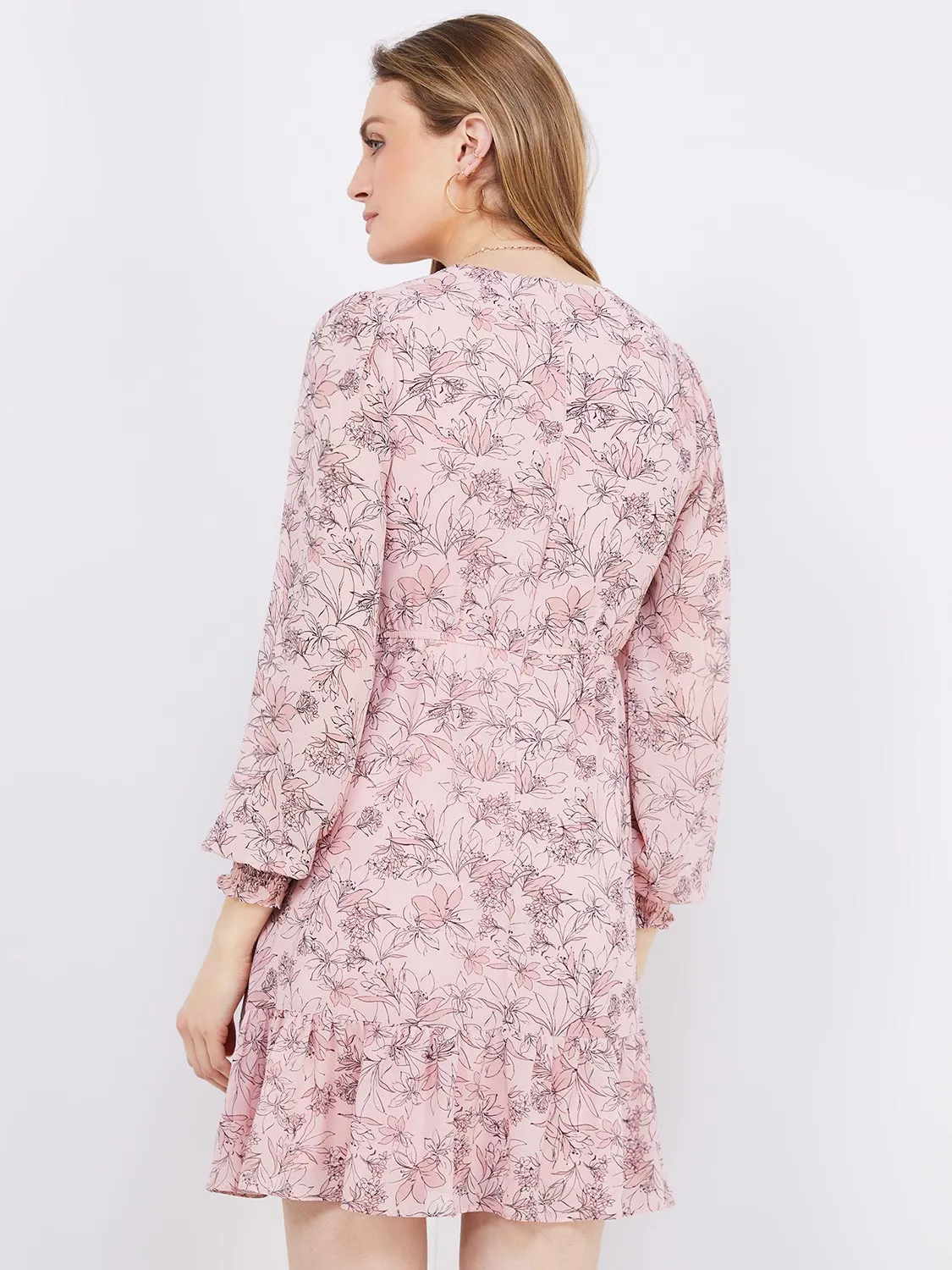 Floral Print V-Neck Dress With Waist Detail sold by Suzy Shier product image thumbnail 5