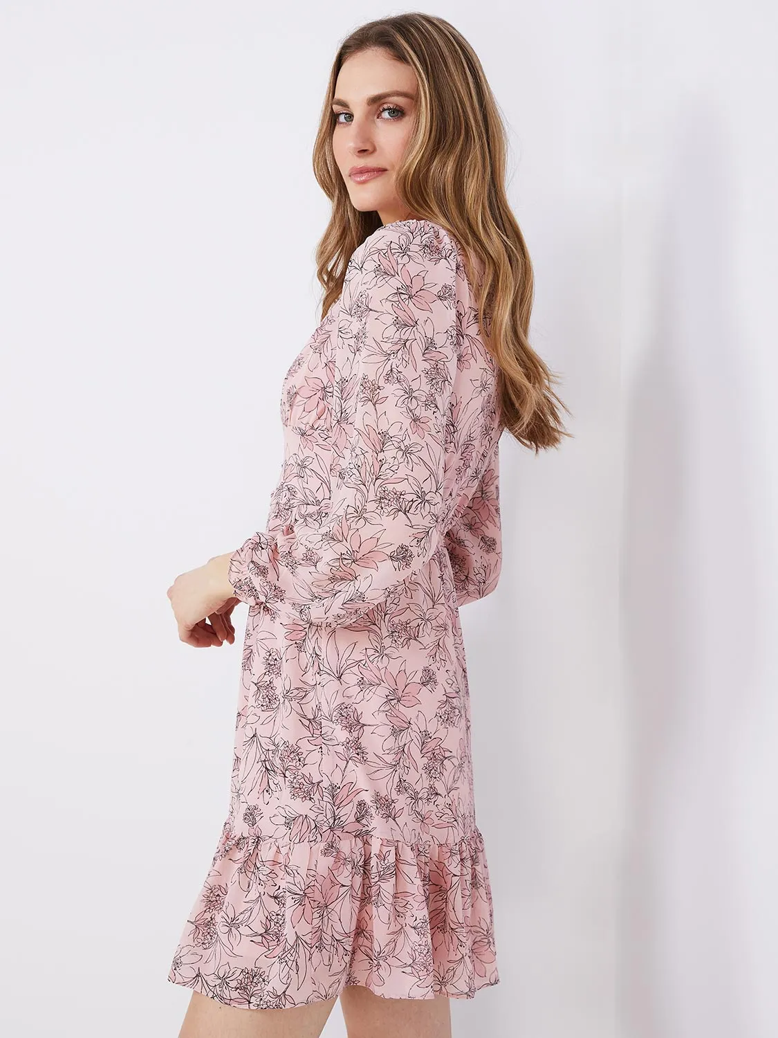Floral Print V-Neck Dress With Waist Detail sold by Suzy Shier product image thumbnail 4