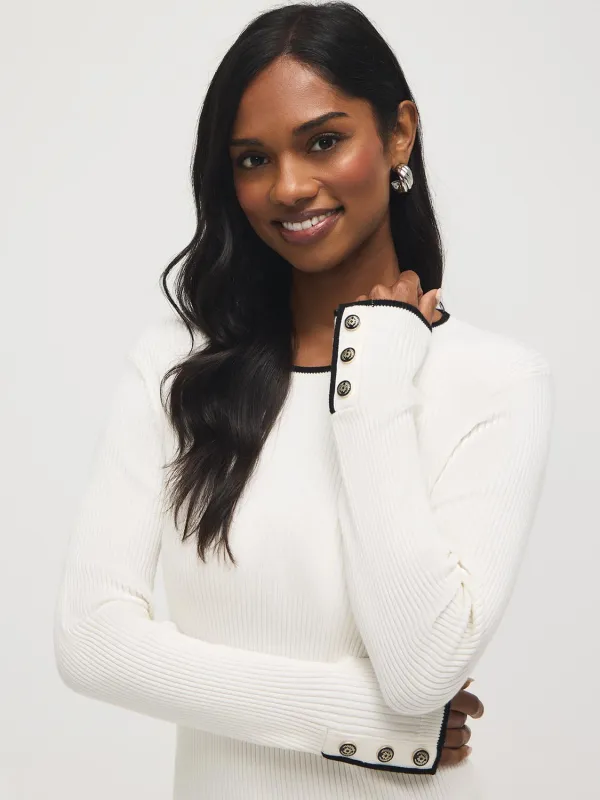 Button-Cuff Ribbed Sweater made by Suzy Shier