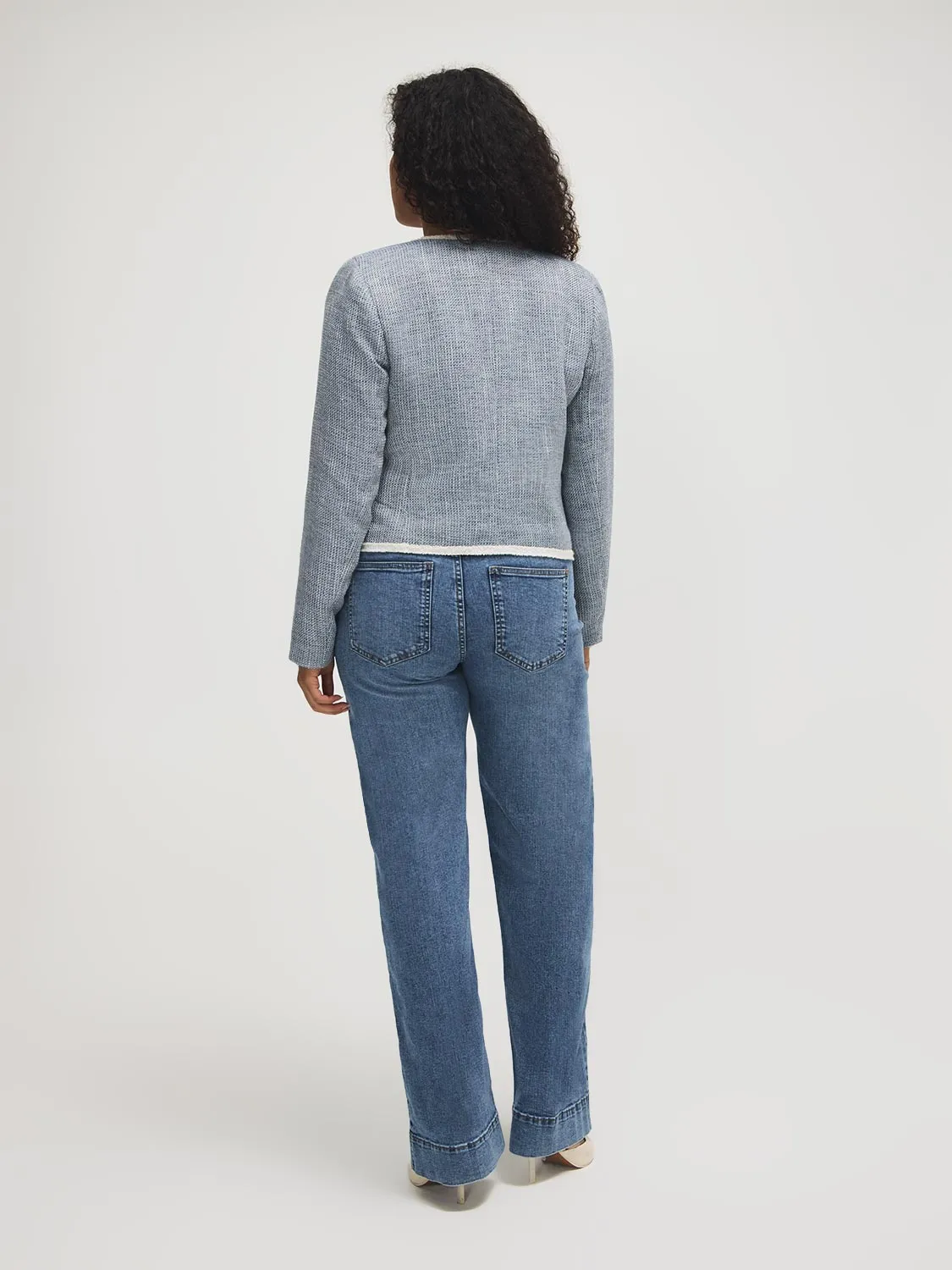 Contrast Trim Cropped Boucle Blazer sold by Suzy Shier product image thumbnail 4