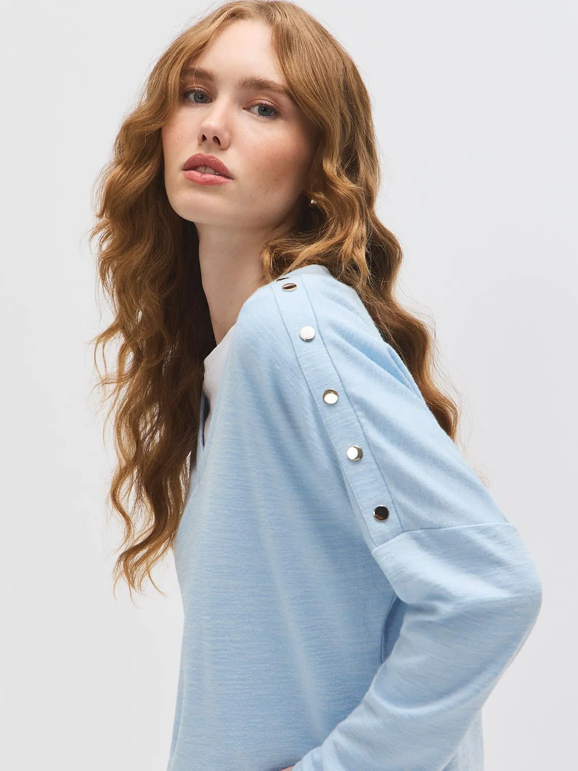 V-Neck Button-Detail Top sold by Suzy Shier product image thumbnail 2