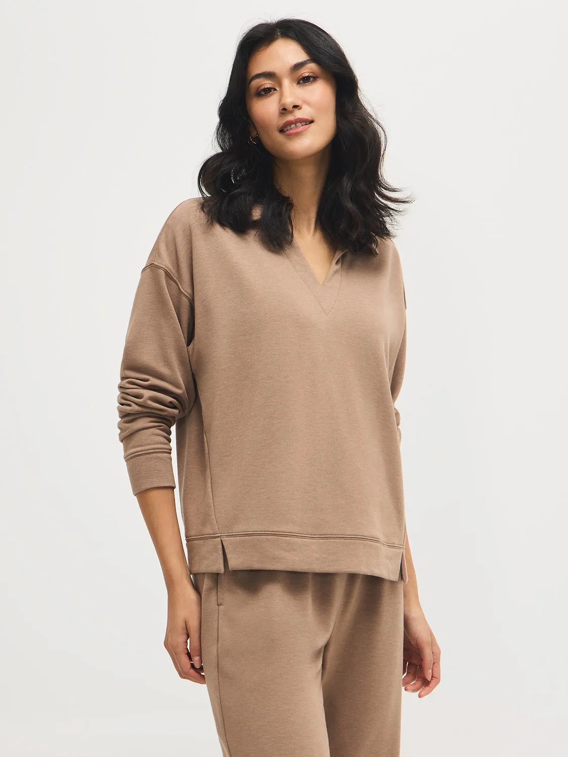 French Terry Johnny Collar Sweatshirt sold by Suzy Shier