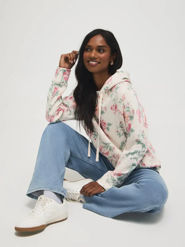 Floral Print Fleece Hooded Sweatshirt sold by Suzy Shier