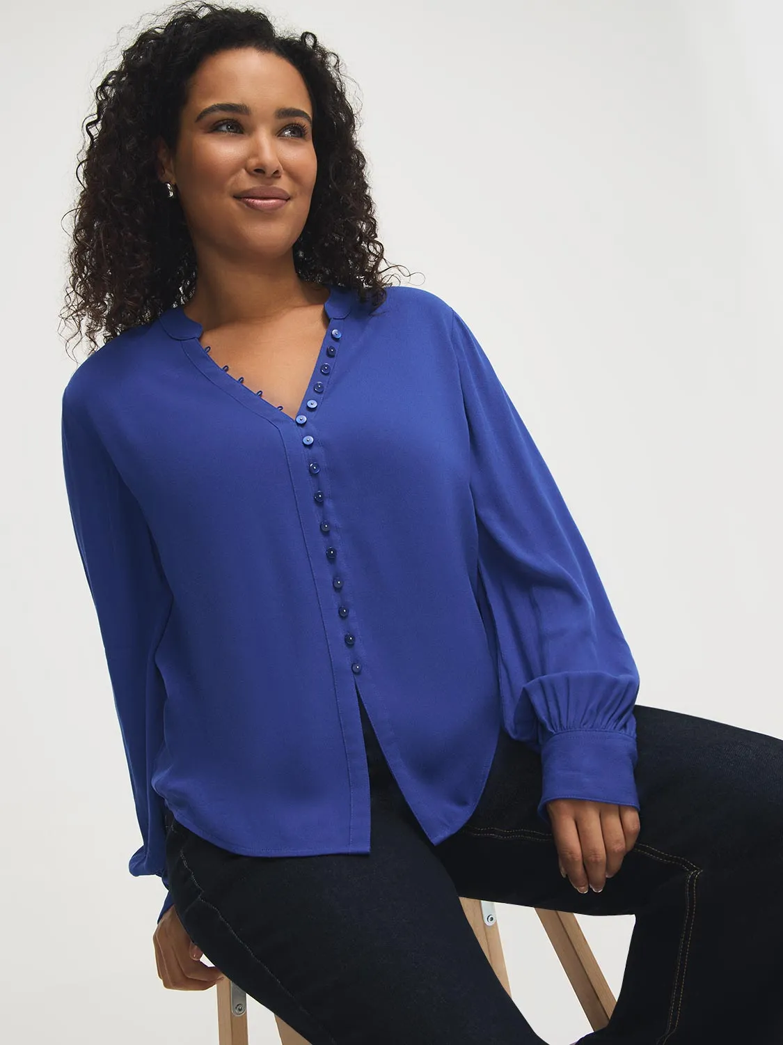 Split Collar Popover Blouse sold by Suzy Shier product image thumbnail 2