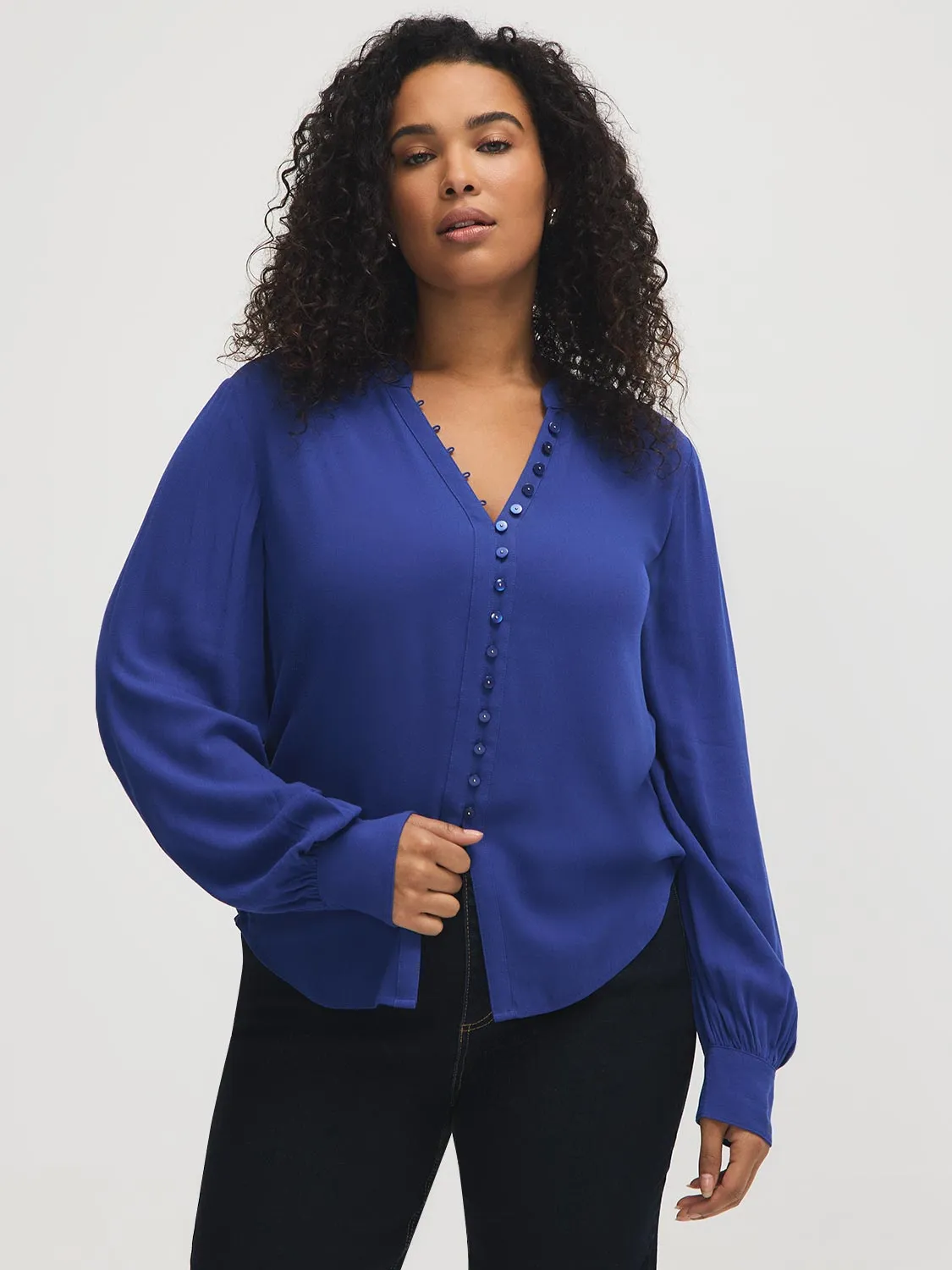 Split Collar Popover Blouse sold by Suzy Shier product image thumbnail 3