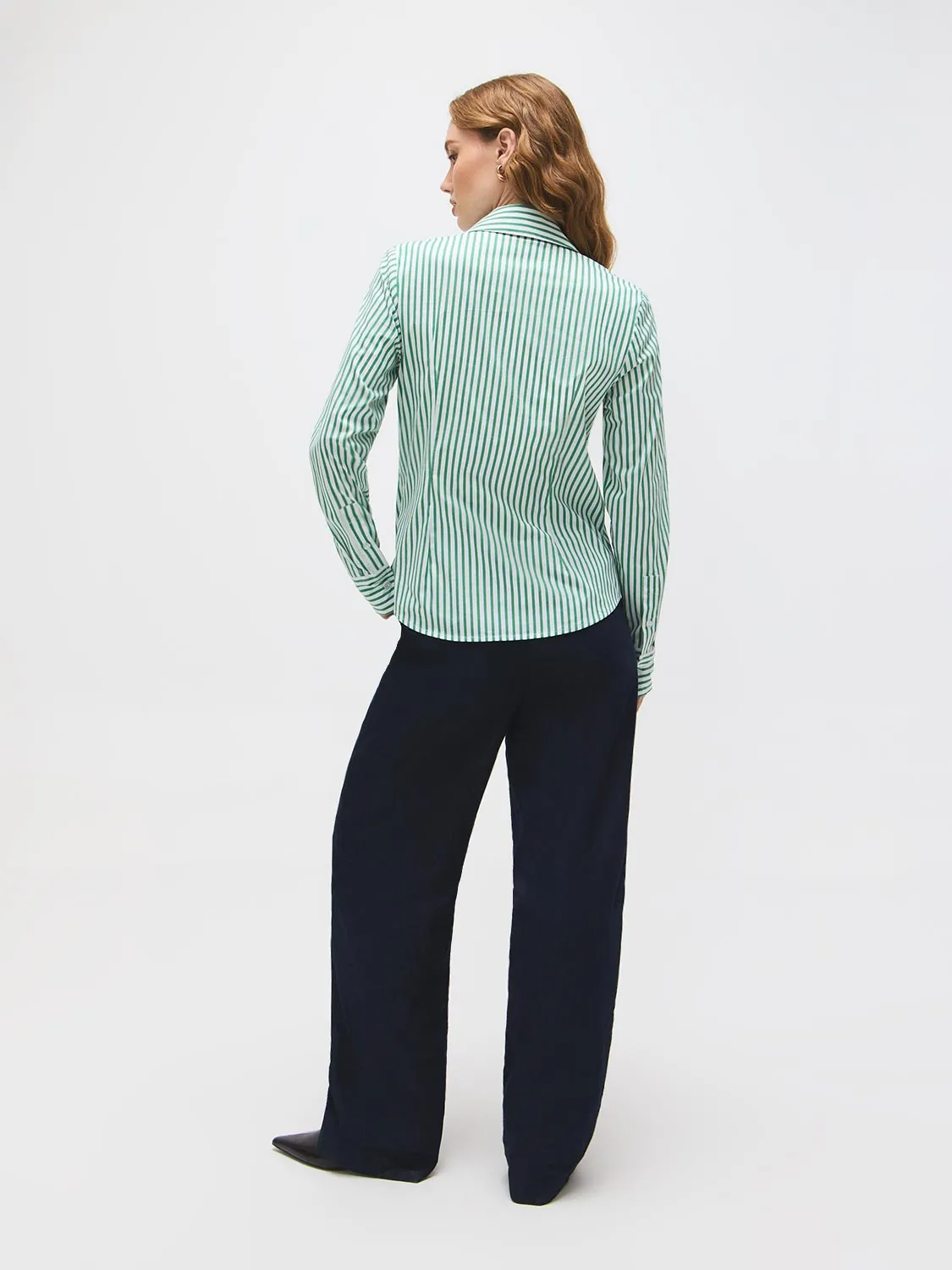 Striped Cotton-Blend Blouse sold by Suzy Shier product image thumbnail 4