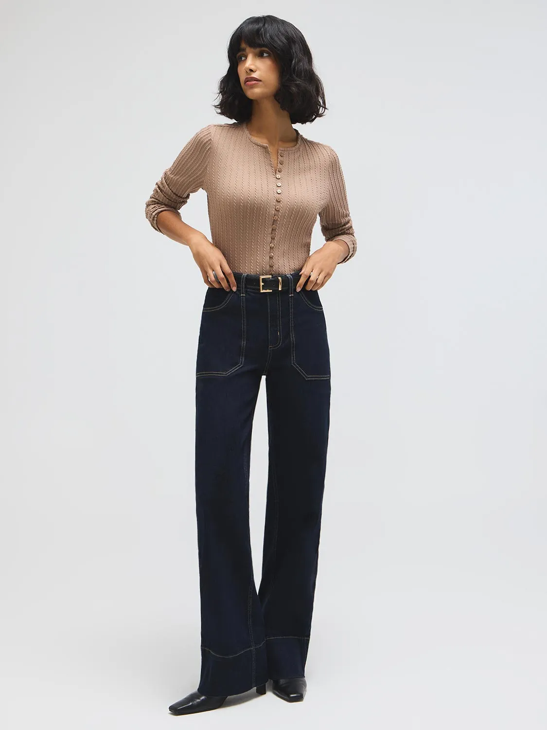 Cable Button-Front Top sold by Suzy Shier product image thumbnail 3