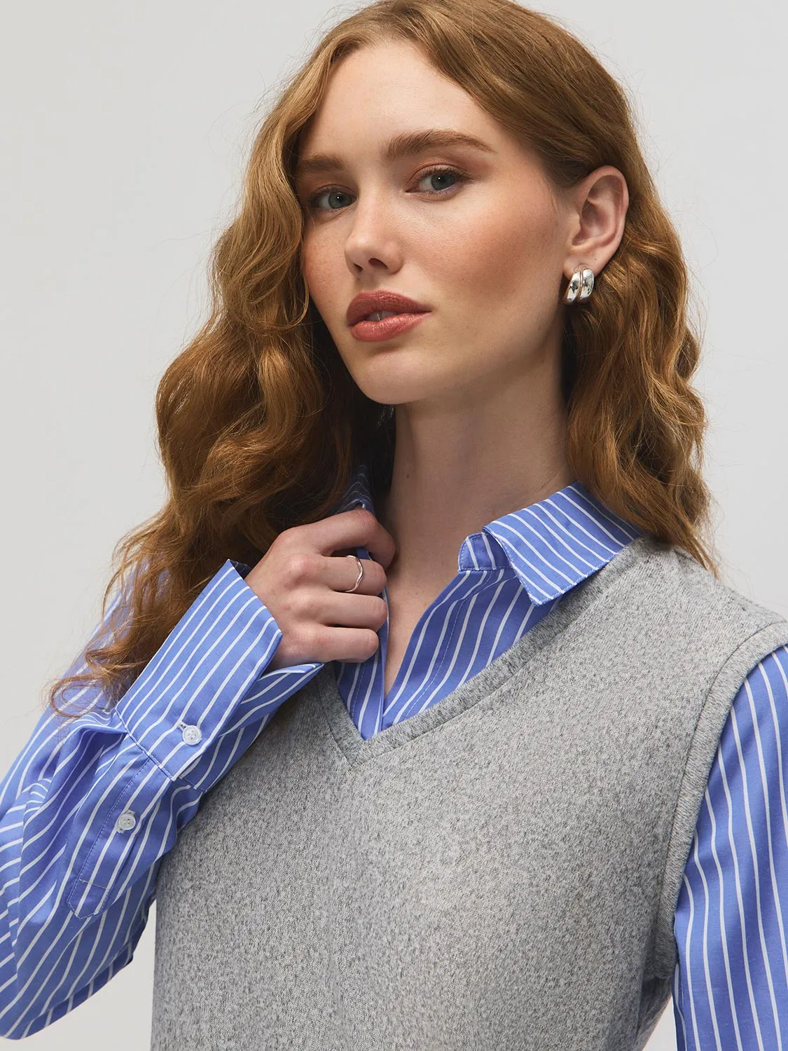 2-Fer Vest With Striped Blouse sold by Suzy Shier product image thumbnail 3