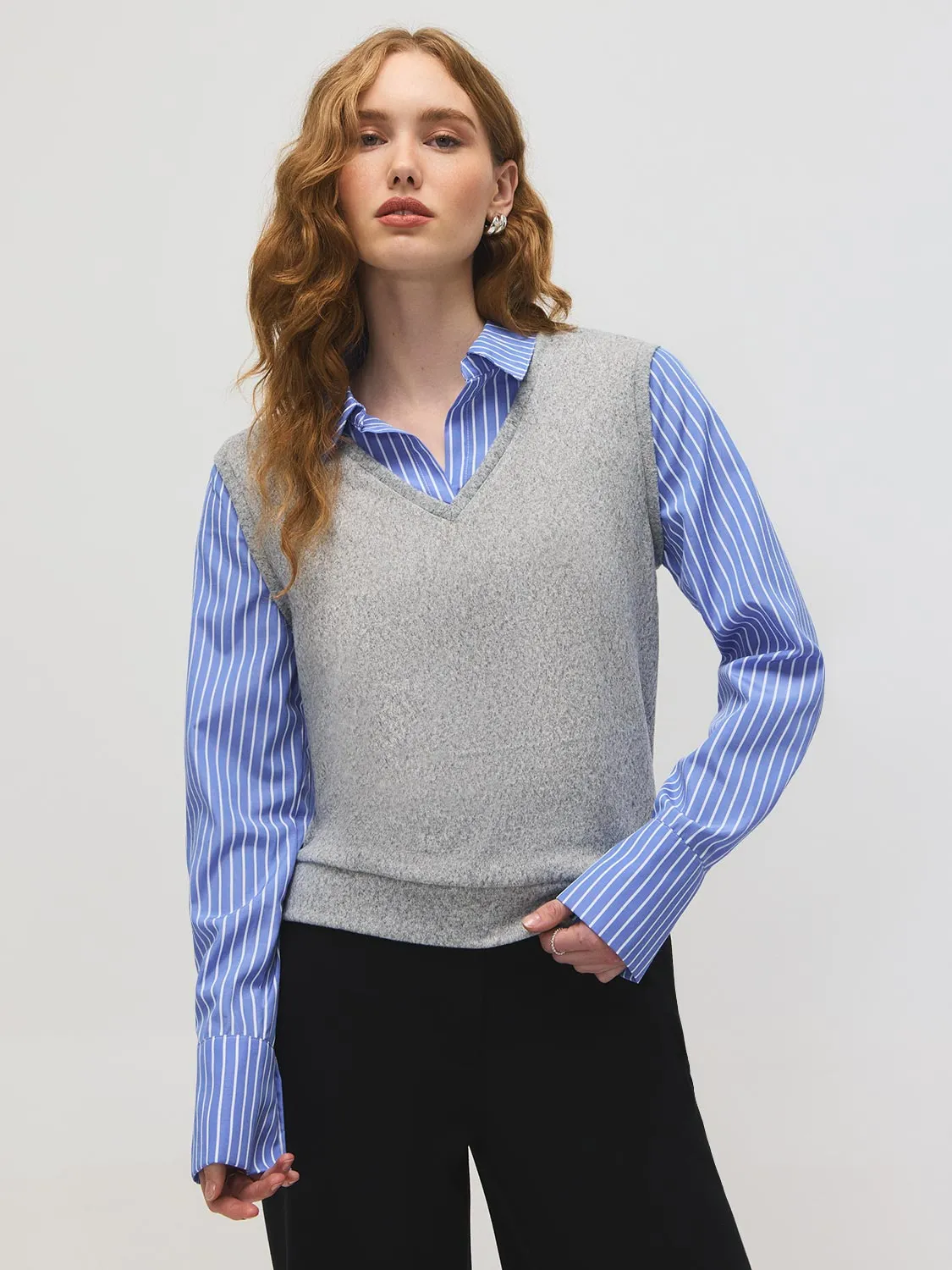 2-Fer Vest With Striped Blouse sold by Suzy Shier product image thumbnail 2