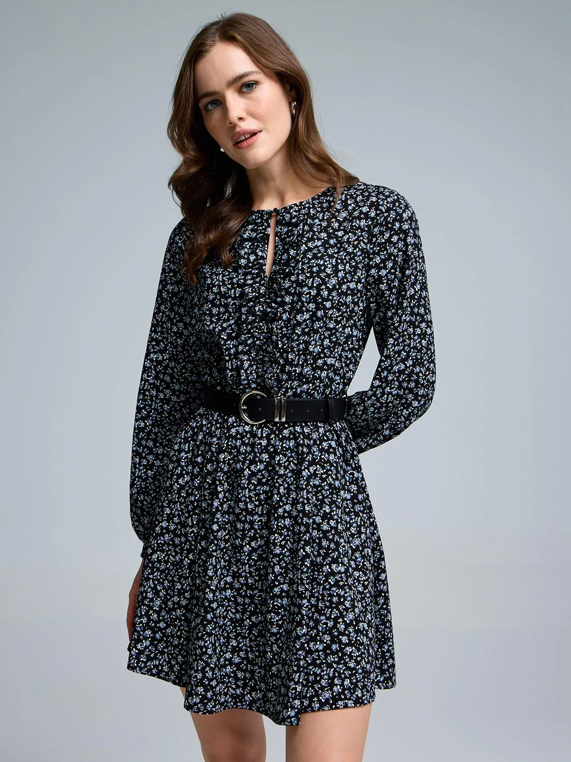 Ditsy Floral Front Ruffle Mini Dress sold by Suzy Shier product image thumbnail 3