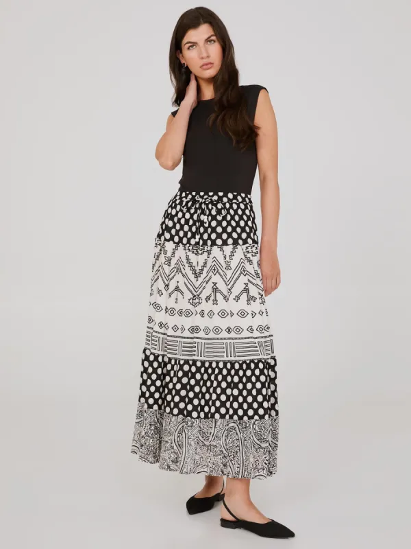 Printed Tiered Maxi Skirt sold by Suzy Shier