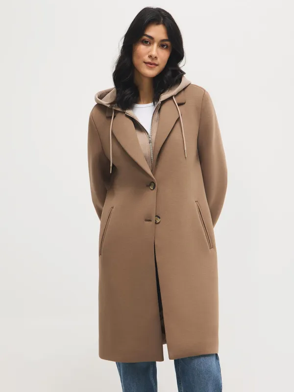 Mid-Length Coat With Removable Hood sold by Suzy Shier