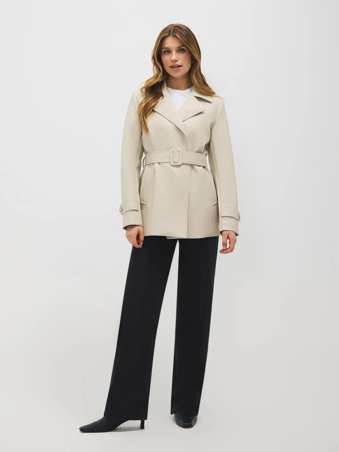 Faux Leather Belted Trench Coat sold by Suzy Shier product image thumbnail 4