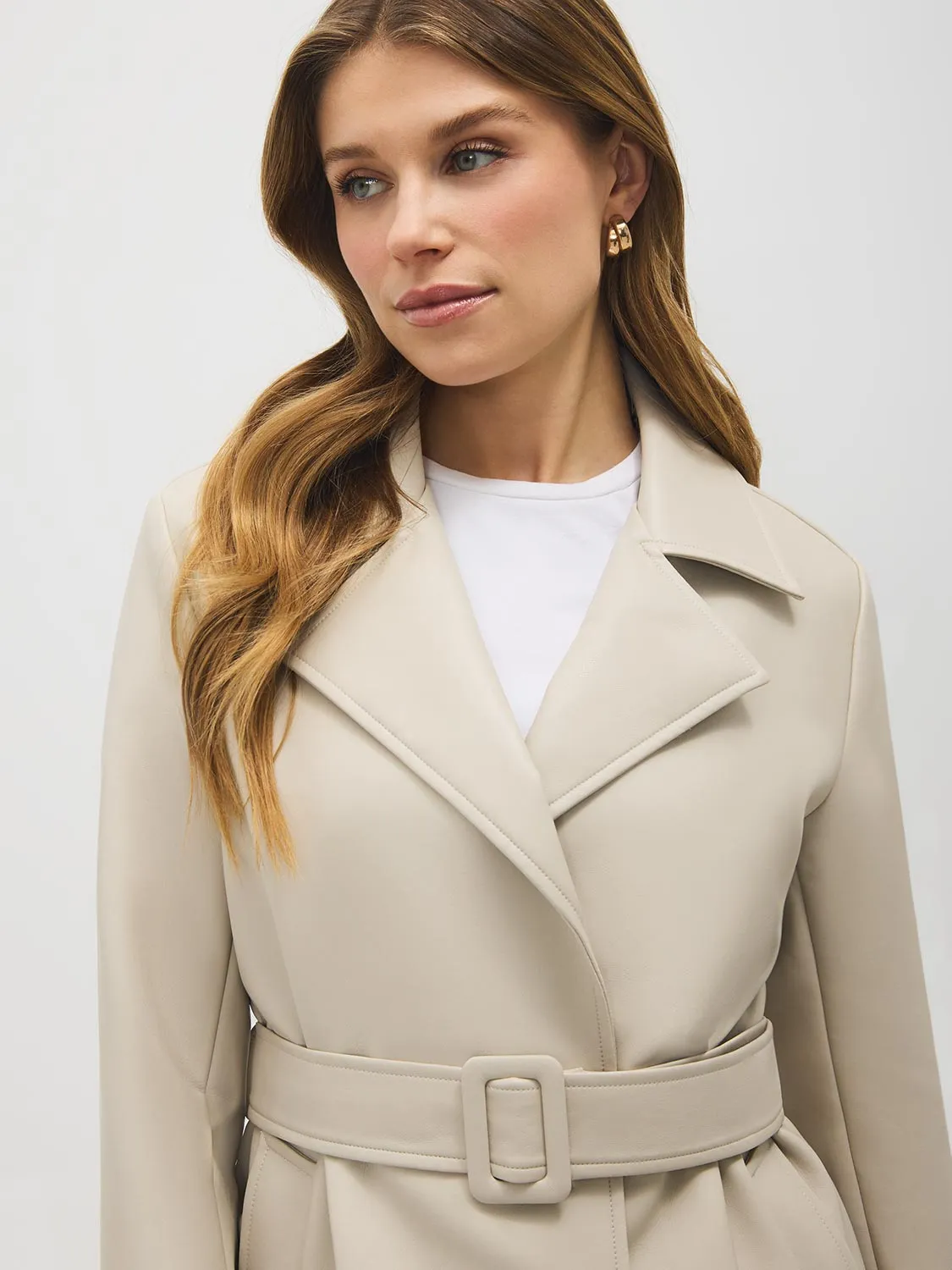 Faux Leather Belted Trench Coat sold by Suzy Shier product image thumbnail 3