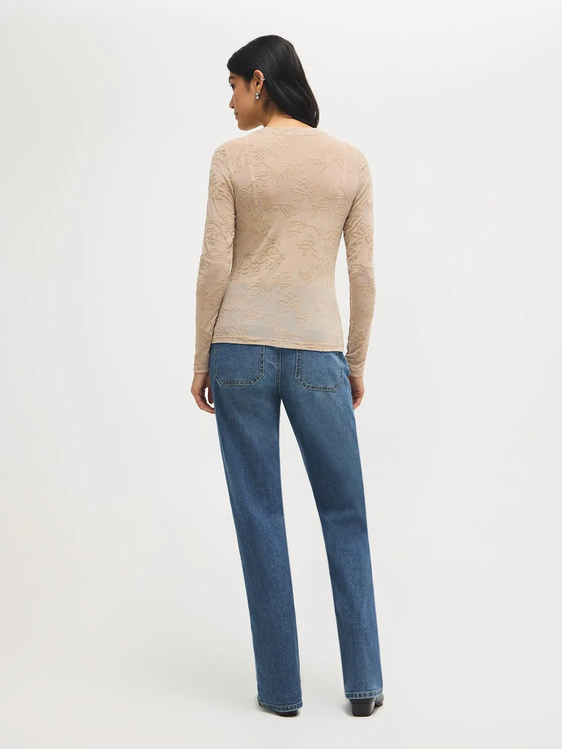 Floral Tonal Mesh Top sold by Suzy Shier product image thumbnail 5