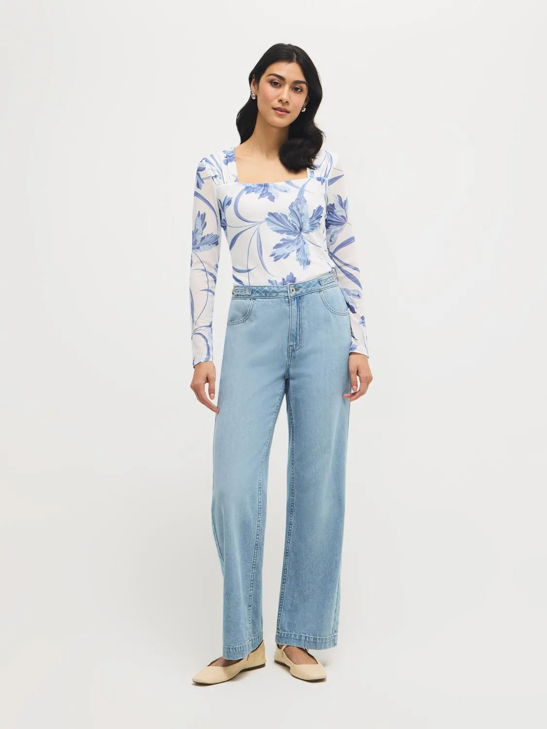 Floral Square Neck Mesh Top sold by Suzy Shier product image thumbnail 3