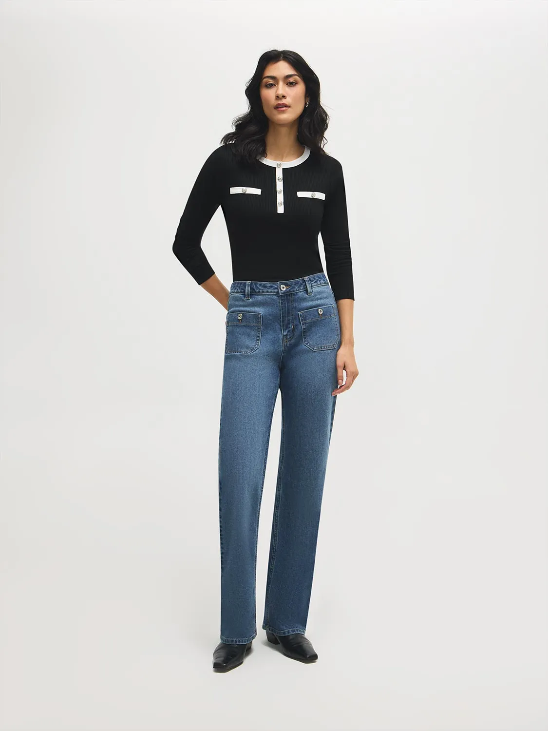 Button-Detail Ribbed Top sold by Suzy Shier product image thumbnail 2