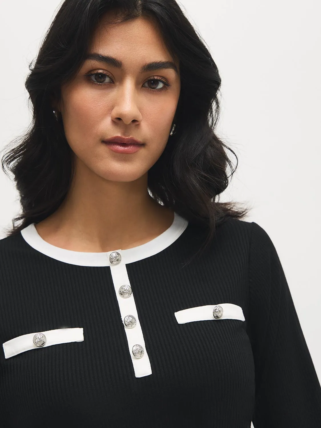 Button-Detail Ribbed Top sold by Suzy Shier product image thumbnail 3