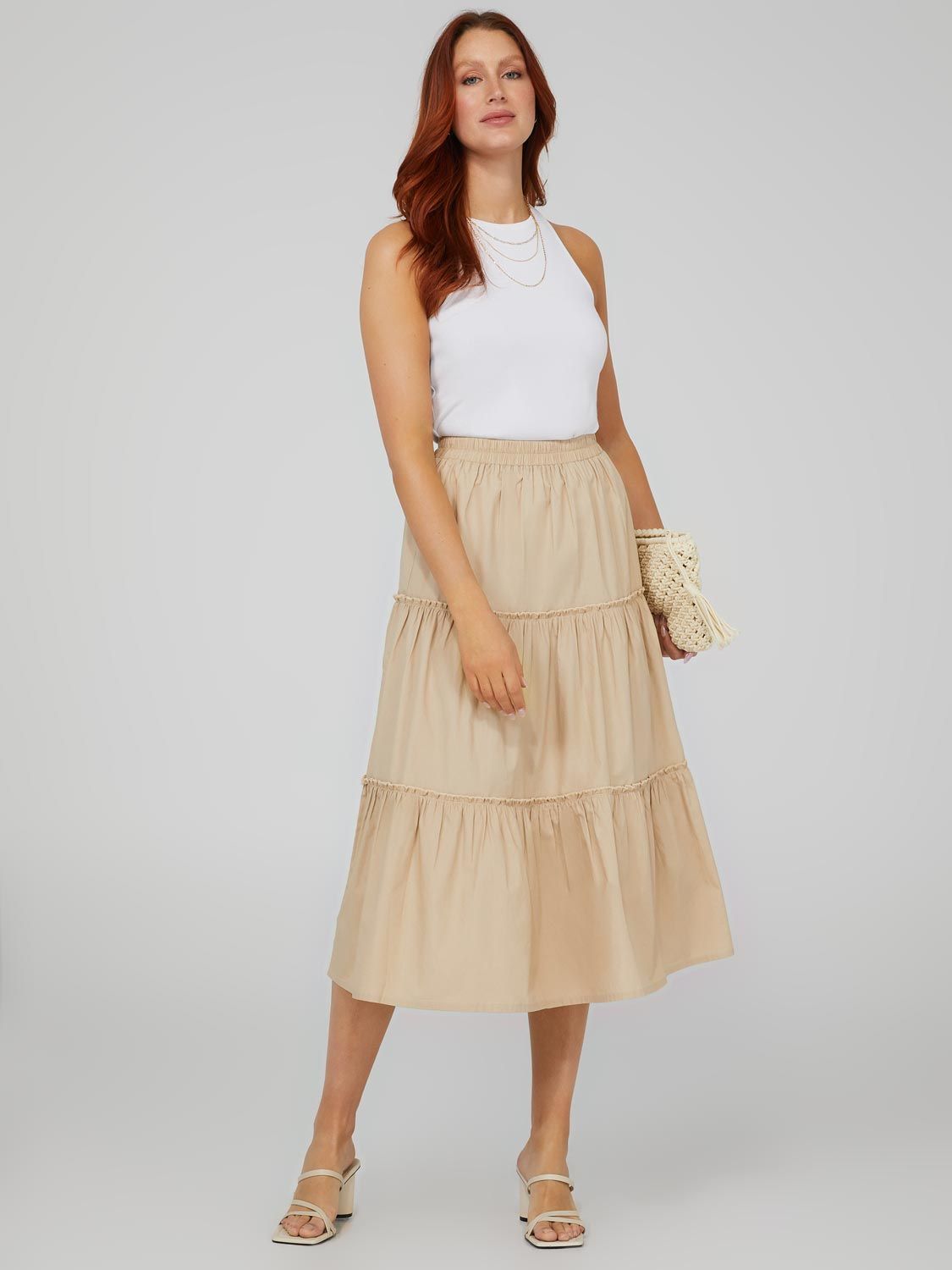 Tiered Midi Skirt sold by Suzy Shier