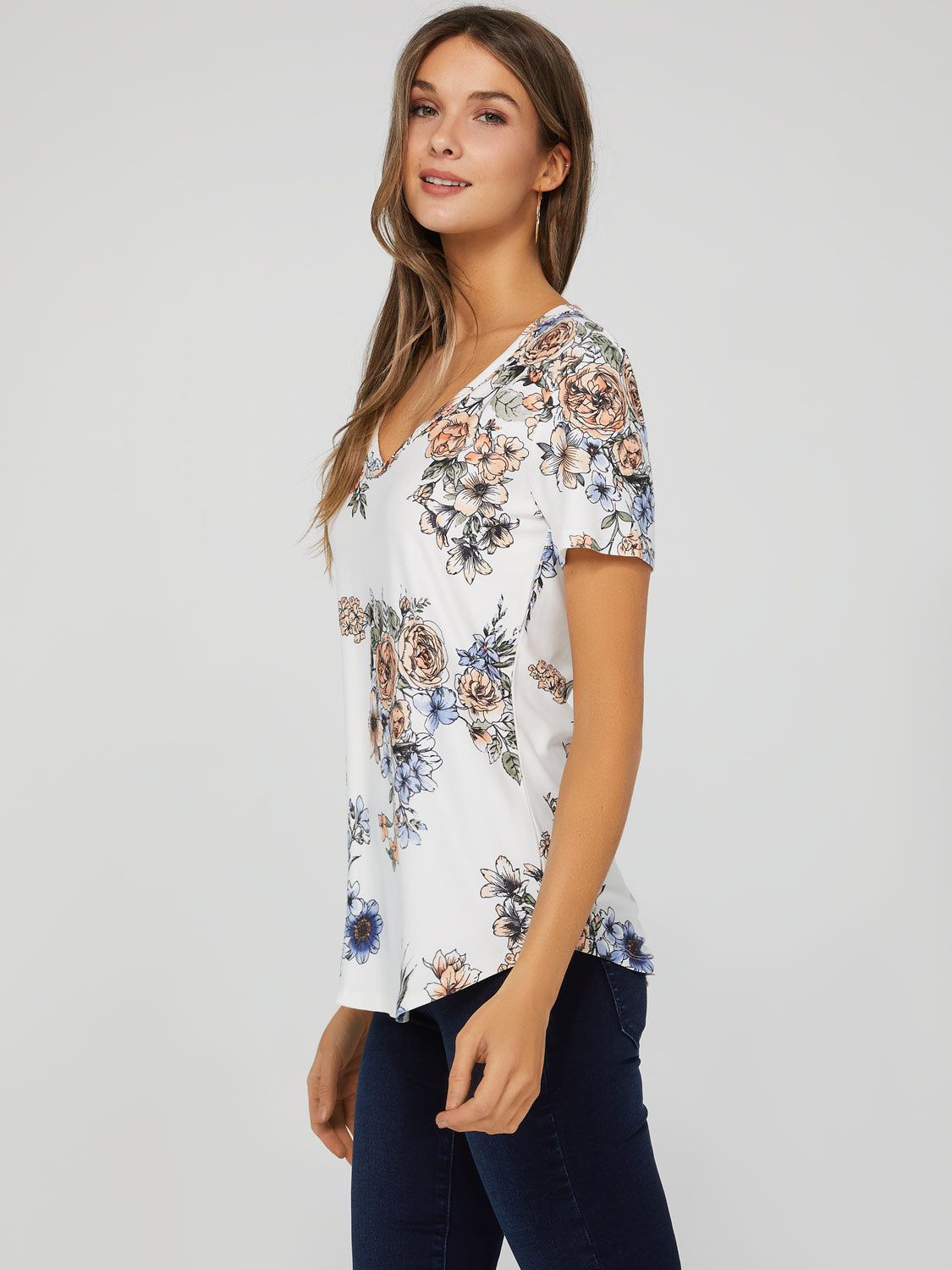 Floral V-Neck Tee sold by Suzy Shier product image thumbnail 2