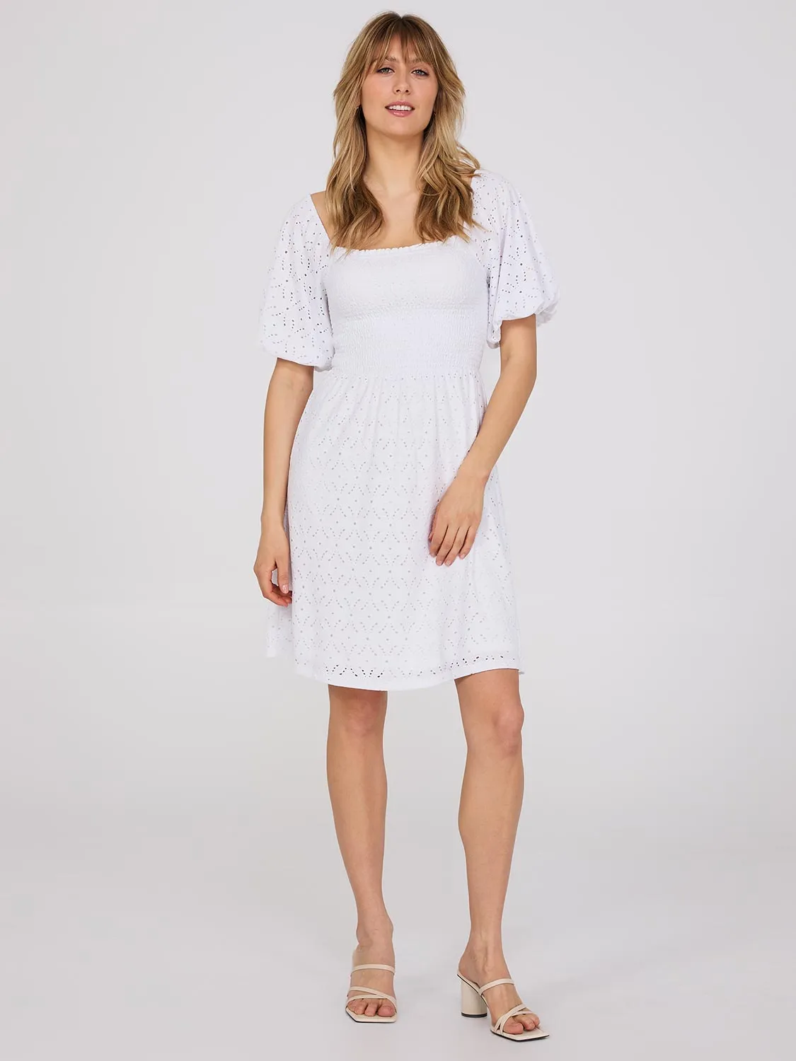 Puff Sleeve Eyelet Dress sold by Suzy Shier product image thumbnail 2